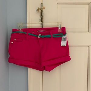 Celebrity Pink Jeans size 3 with teal belt.